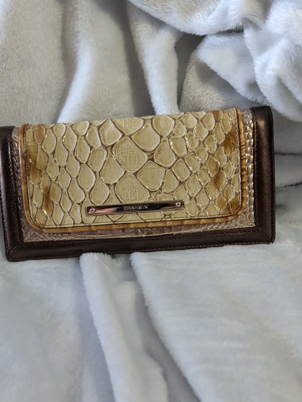 Brahmin Cream and Brown Ady wallet